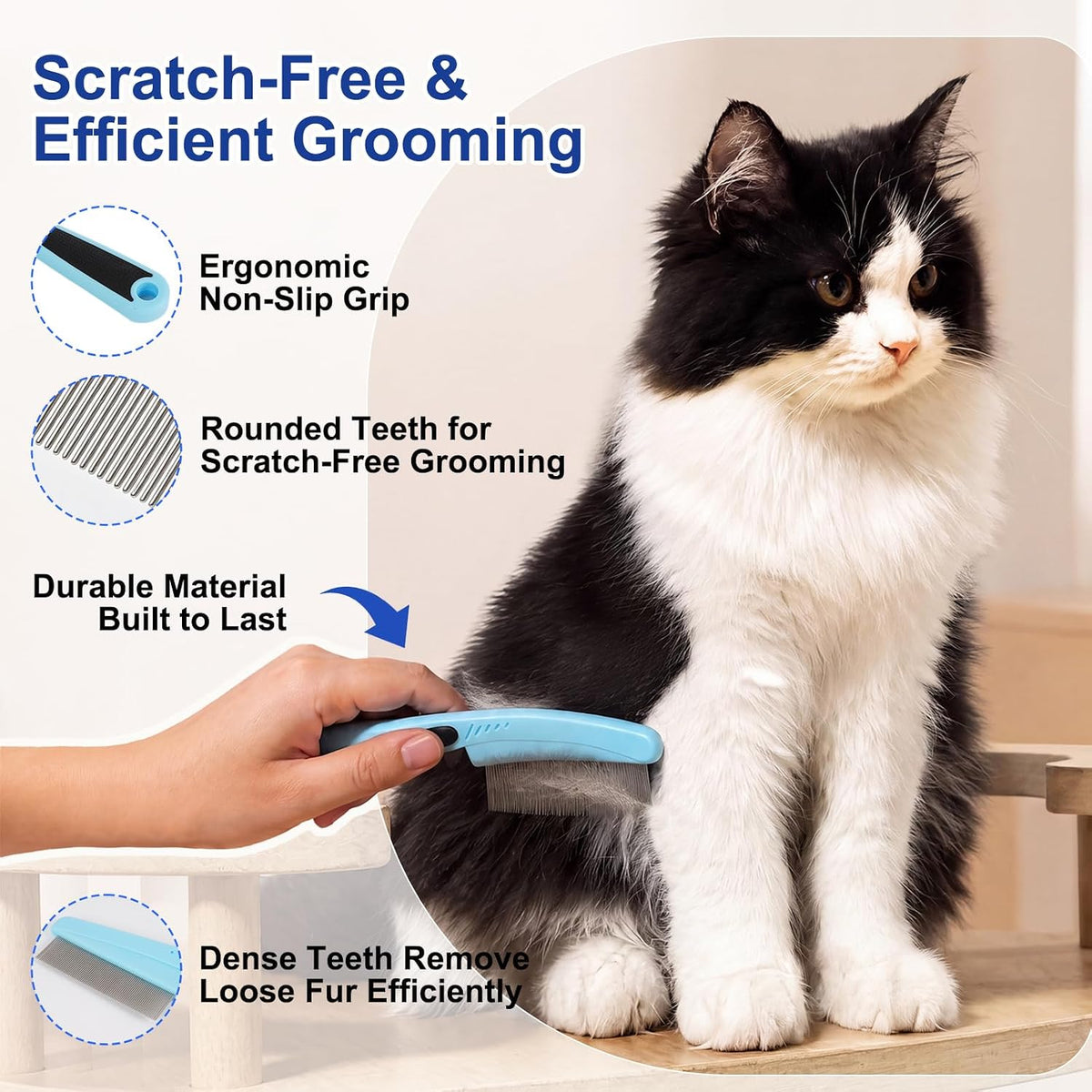 3PCS Pet Hair Removal Glove Set with Grooming Mitt, Comb & Fur Remover Tool