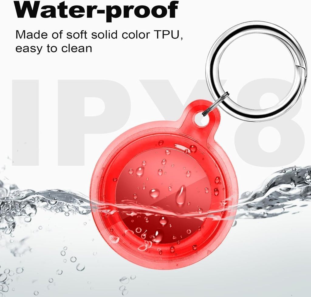 IPX8 Waterproof Case for AirTag 2nd Gen (2026) & 1st Gen, Full Body Holder Keychain, Anti-Scratch Cover for Apple for Air Tags, Luggage, Pet Collar, Car Keys, Kids（Red）