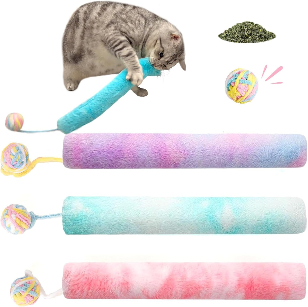 14.6in Cat Kicker Toy Extra Large 3pcs, Catnip Toys with Bell