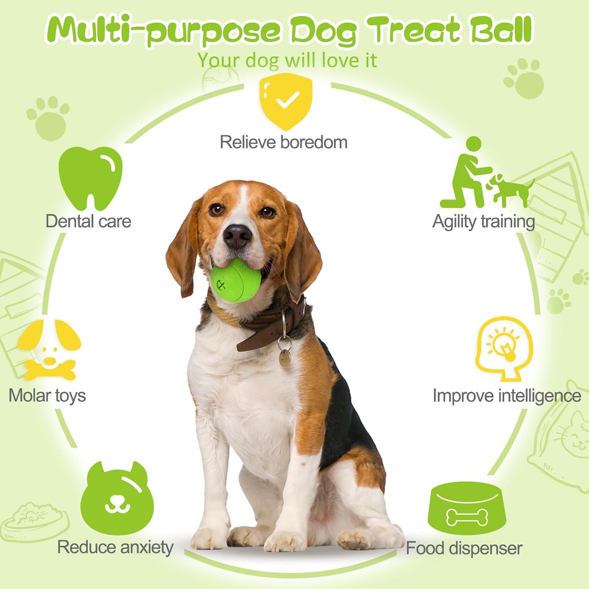 HIPPIH Dog Puzzle Toy 2 Pack, Interactive Dog Toys for Treat Dispensing | Durable Puppy Enrichment Toys, Dog Treat Ball for Teething, Slow Feeder, IQ Training, Blue-2.75'', Green-3.14