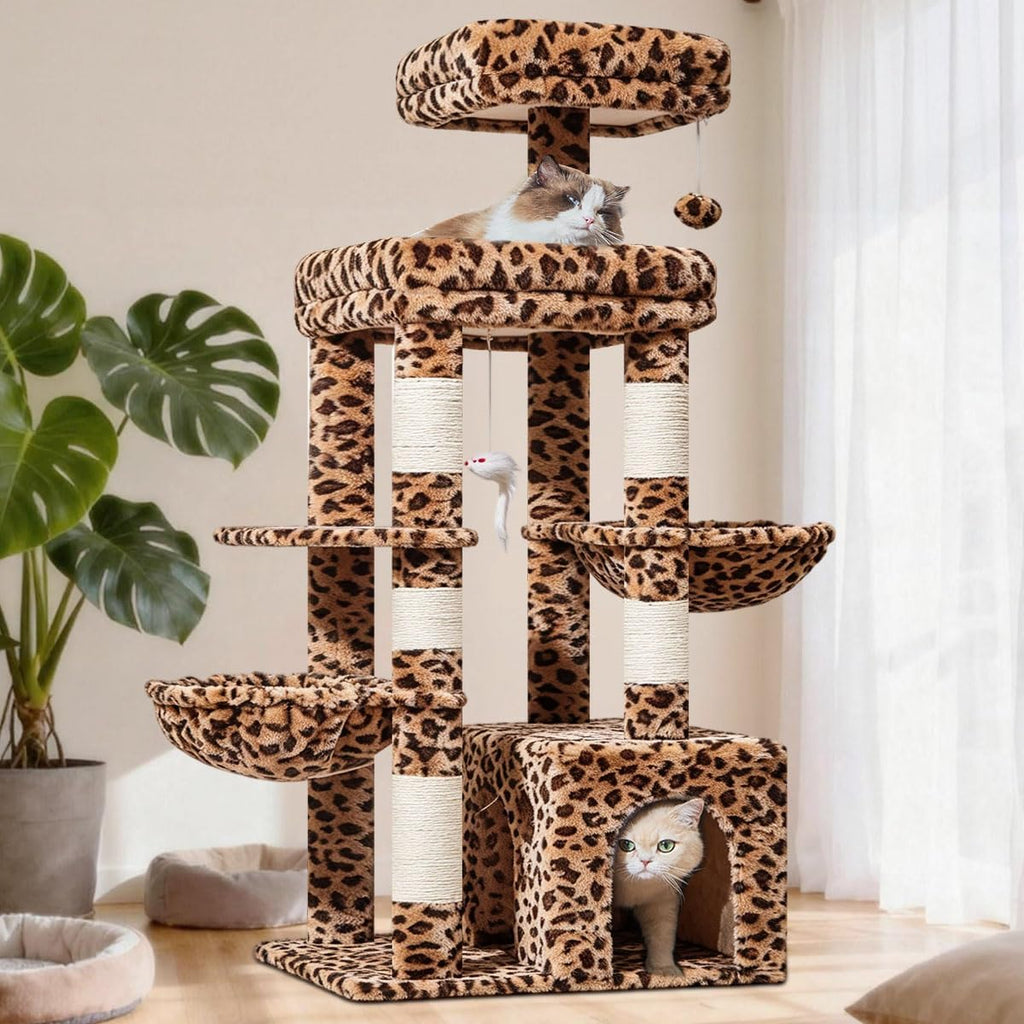 Taoqimiao 53.5in Cat Tree, Heavy Duty Sturdy Cat Tower for Indoor Cat S20BW