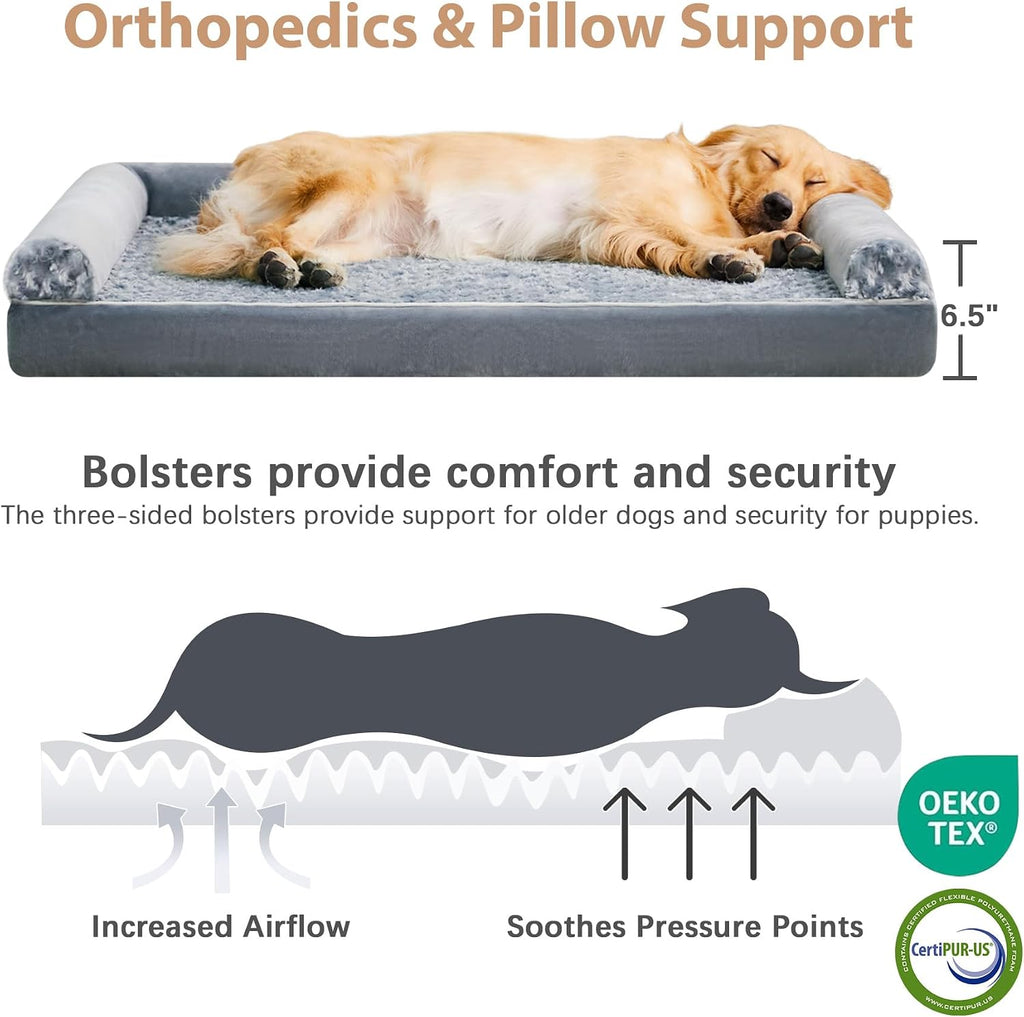 BFPETHOME Orthopedic Washable XXL Dog Bed for Senior Dog Cozy Sleep