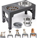 Elevated Dog Bowls with 5 Adjustable Heights Stand | 2 Stainless Steel Bowls, 1 Slow Feeder, 3.2" to 12.2" Hegiht Raised Dog Bowl for Small to Large Dogs