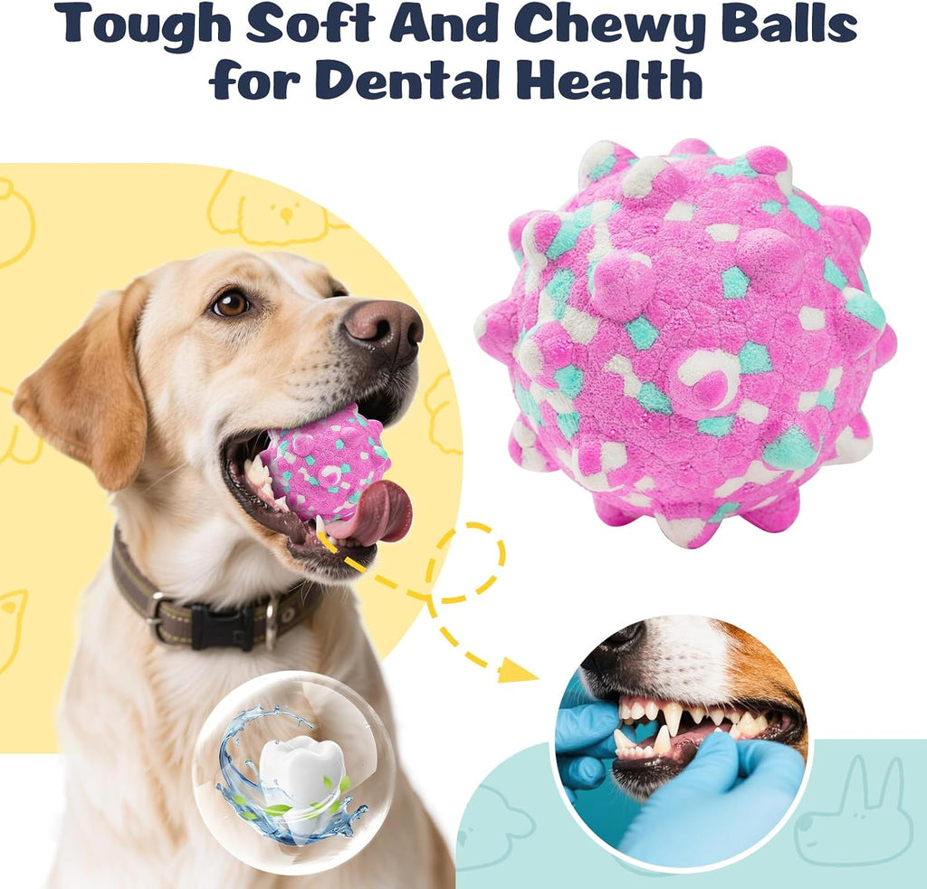 HIPPIH Dog Balls Tennis Balls, Dog Chew Toys for Aggressive Chewers ETPU | 3PCS Interactive Puppy Toys for Teething, 3'' Fetch Ball Water Toy for Small/Medium Breed,High Bouncy & Floating Dog Pool Toy