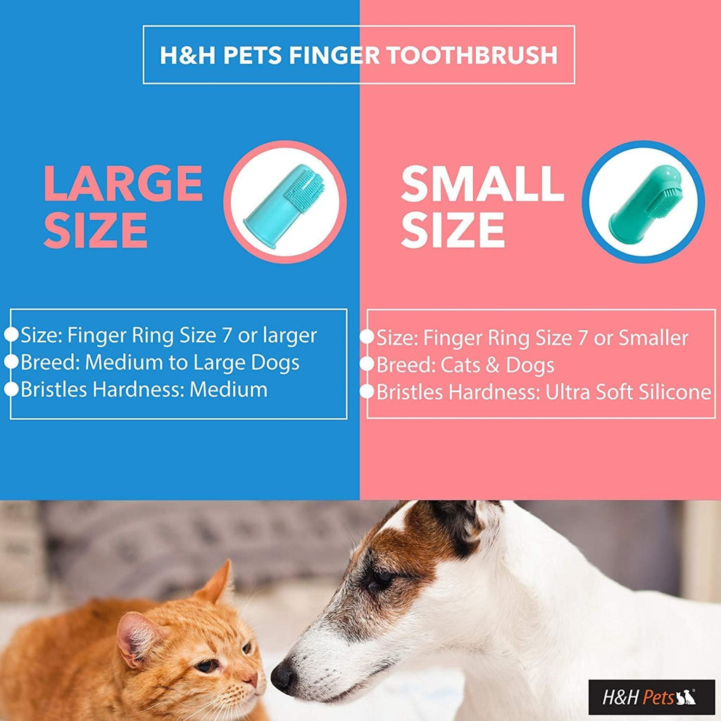 H&H Pets Dog Finger Toothbrushes - Professional Pet Finger Dental Brush Set for Dogs Puppies Cats, Soft Bristles, Size Small 4 Count-Silicon 