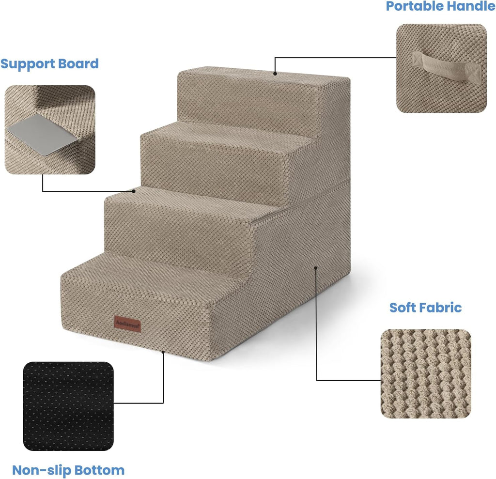 Aodisman Dog Steps for Bed & Couch,18.5" H 4-Step Pet Stairs for Small Dogs
