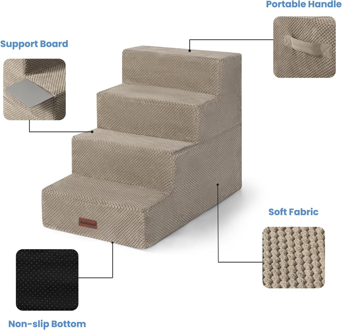 Aodisman Dog Steps for Bed & Couch,18.5" H 4-Step Pet Stairs for Small Dogs