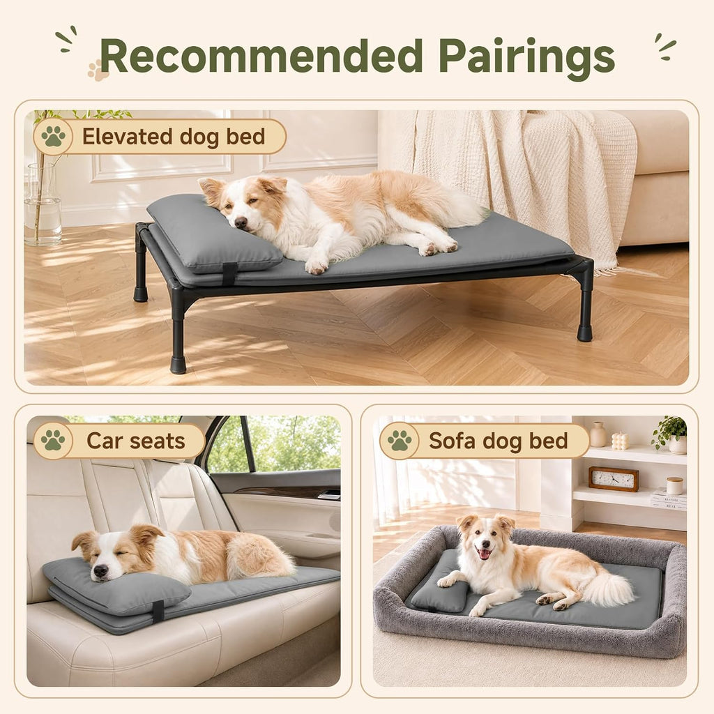 Waterproof Dog Crate Pad with Pillow, Outdoor XL Large Dog Bed for Crate