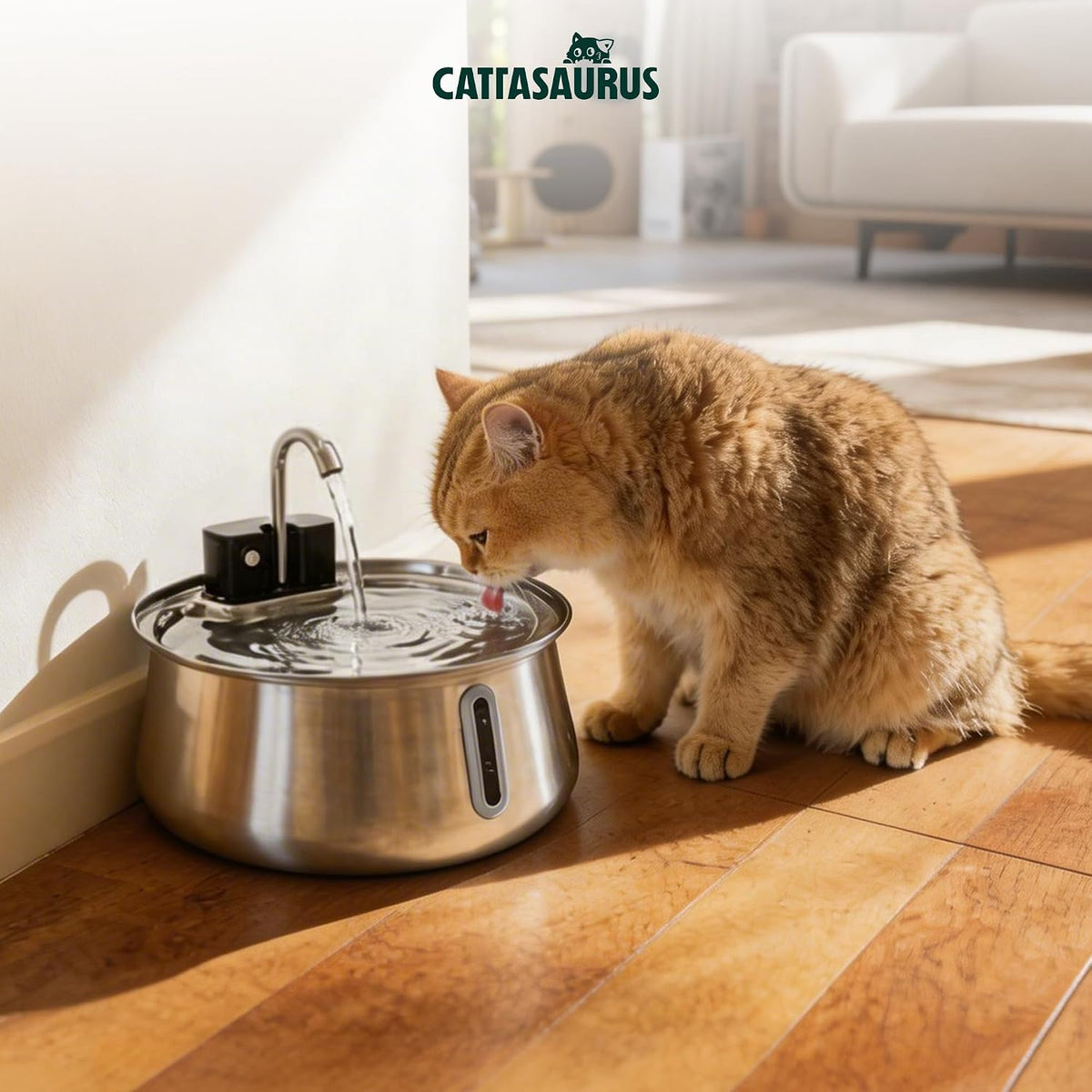 Cattasaurus Quarterly Filter Refills, Patent-Pending 6-Layer Filtration System for Wireless Stainless Steel Cat Water Fountain, Automatic Water Dispenser for Cats (White, 90-Day Supply)