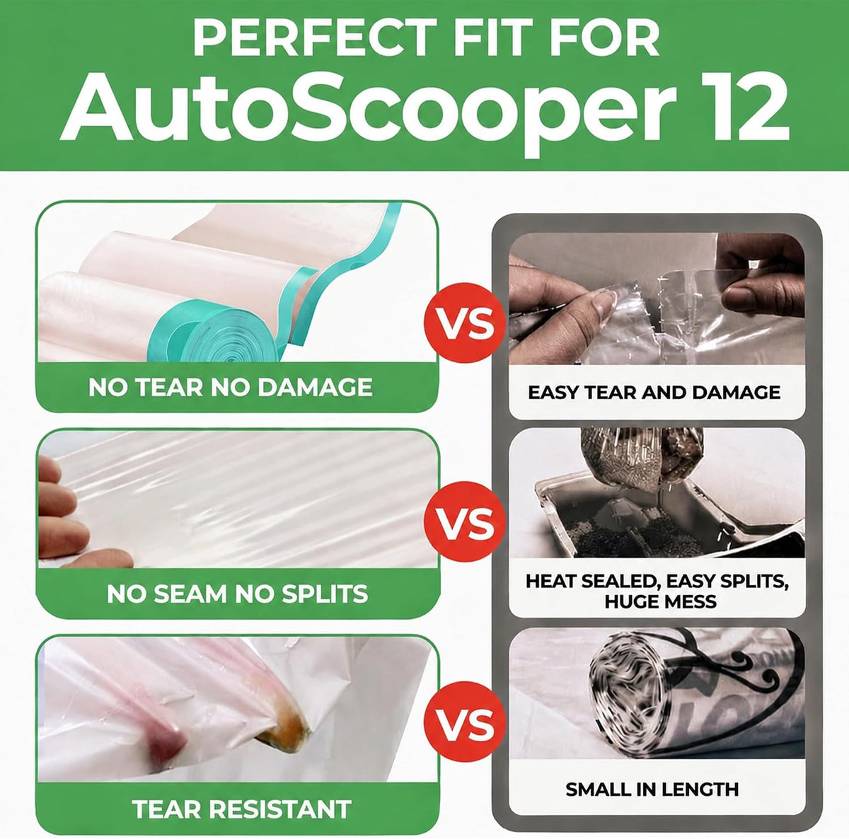 Extra Thick Litter Bags for Petpivot Autoscooper 11/12 Litter Box, 100 Bags