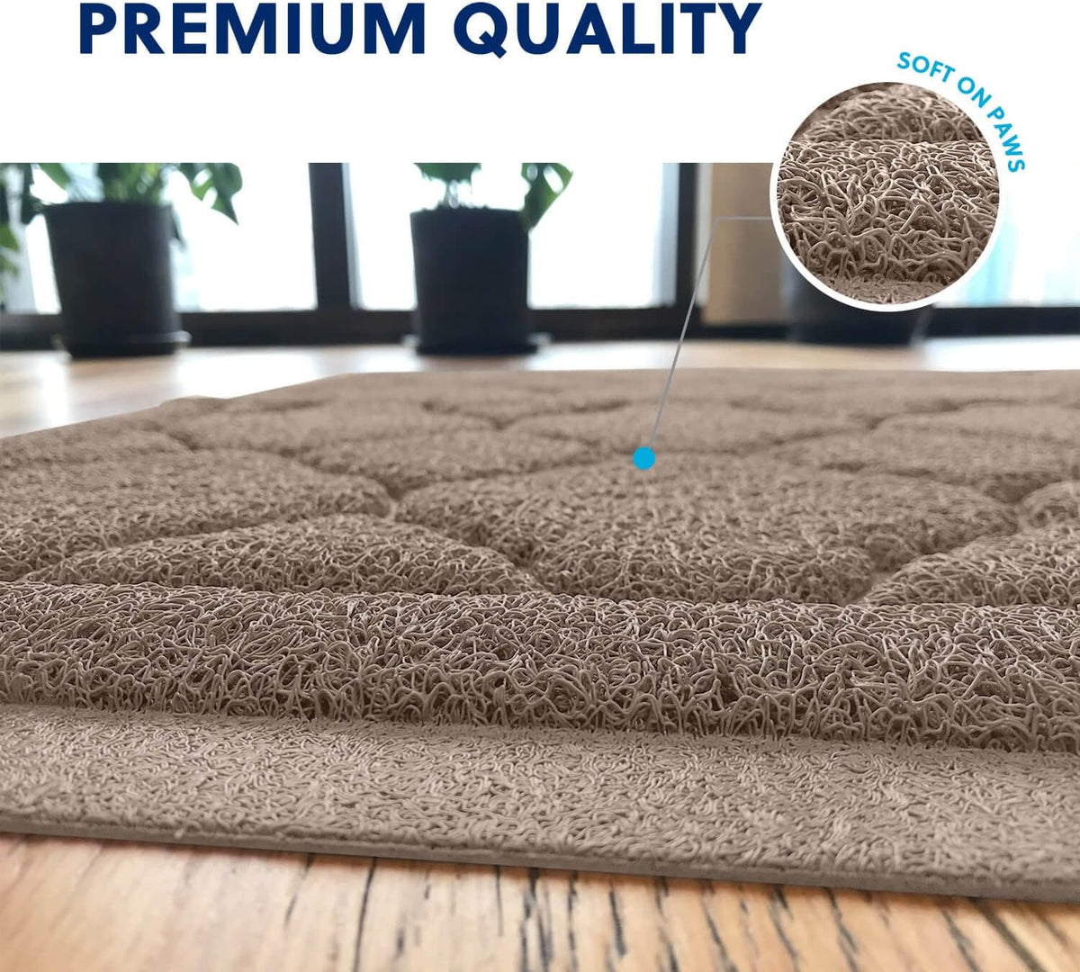 WePet Cat Litter Box Mat, Kitty Premium PVC Pad, Durable Trapping Rug, Phthalate Free, Urine-Resistant, Scatter Control, XXL 47 x 36 Inch, Champagne