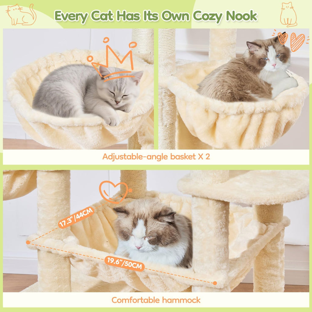 Taoqimiao 72 in Cat Tree, XXL Cat Tower for Indoor Cats Large Adult 25Lbs+