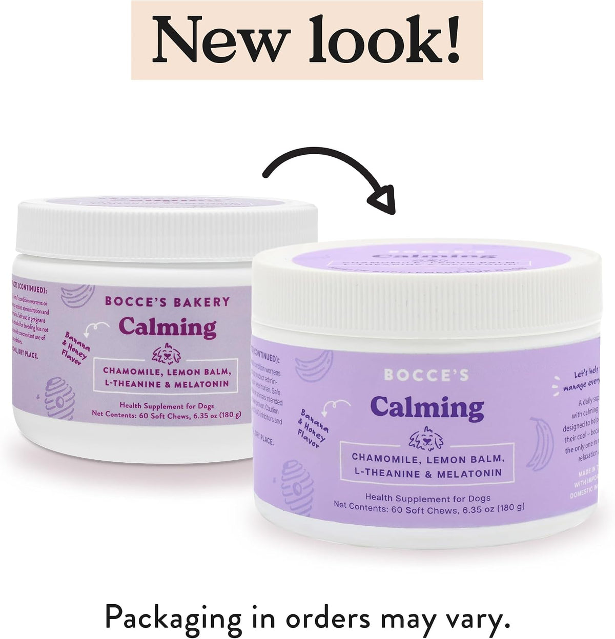 Bocce's Bakery Calming Supplement Chews, Banana & Honey Flavor (60 ct)