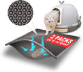 Pieviev Double Layer Cat Litter Mat Traps Scattered Litter 24''x15'' 2 Pack | Waterproof Urine Resistant Layer Litter Box Mat, Easy Collection, Soft on Kitty Paws, Gray Color for Indoor Cats