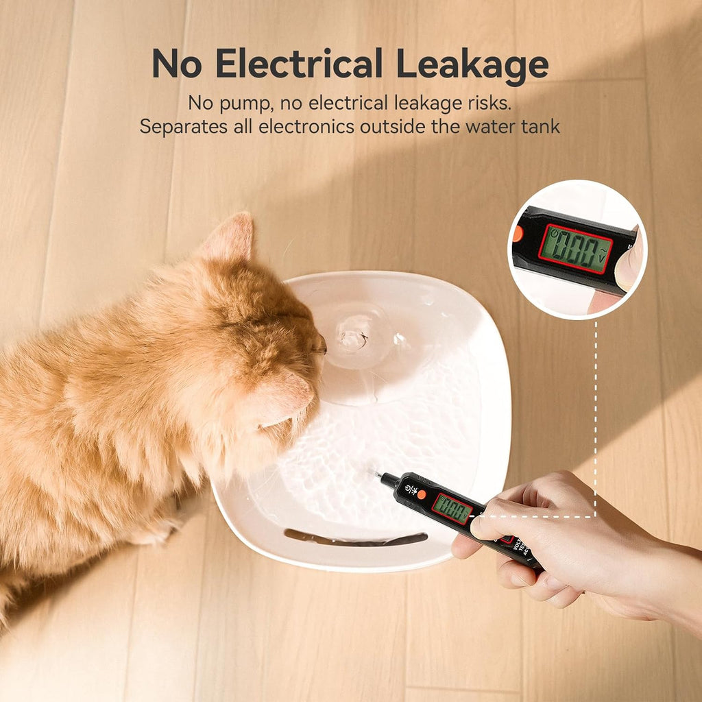 Cheerble Pumpless Pet Fountain Elfin E1 lite with 9 Extra Filters, 2L/67oz Automatic Pet Fountain, Elfin E1 Lite Cat Fountain for Drinking, MagDrive™ Technology, Continuous Flow Mode, BPA-Free