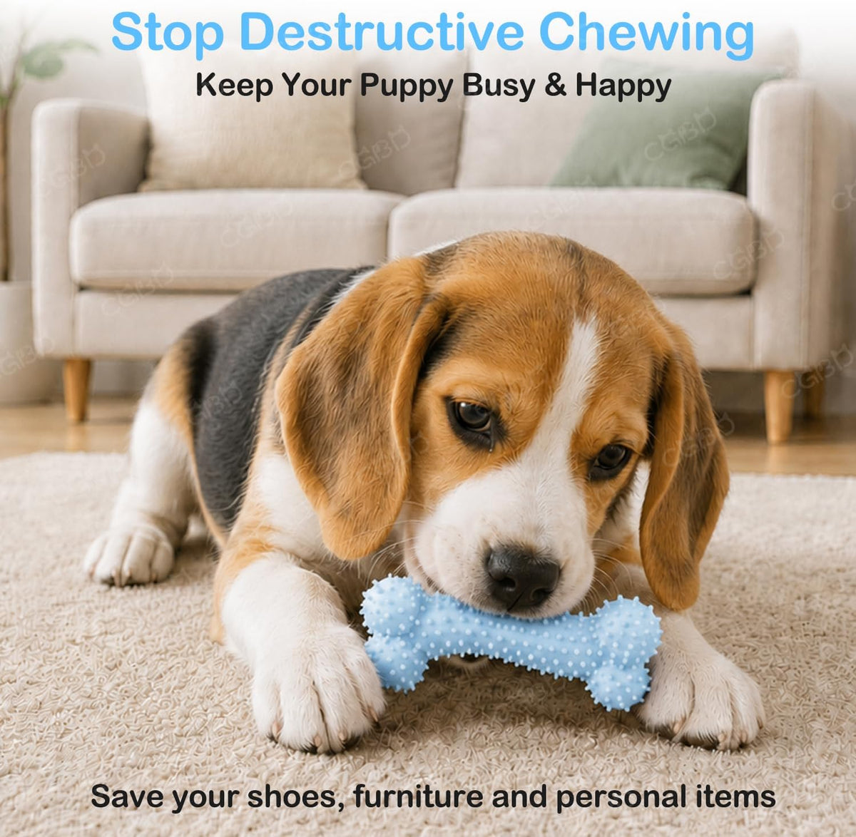 Puppy Toys, 6 Pack Dog Chew Toys for Puppy, Cute Blue Small Dog Toys, Teething Toys for Puppies, Soft Durable Interactive Chew Toy for Small Dogs