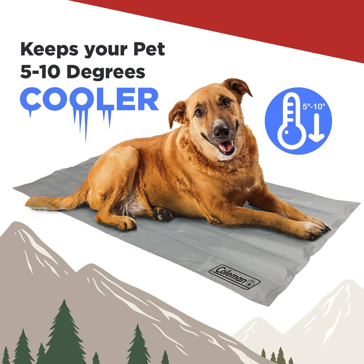 Coleman Comfort Cooling Gel Pet Pad Mat in Large 20”x36”, for Large Pets (Silver)