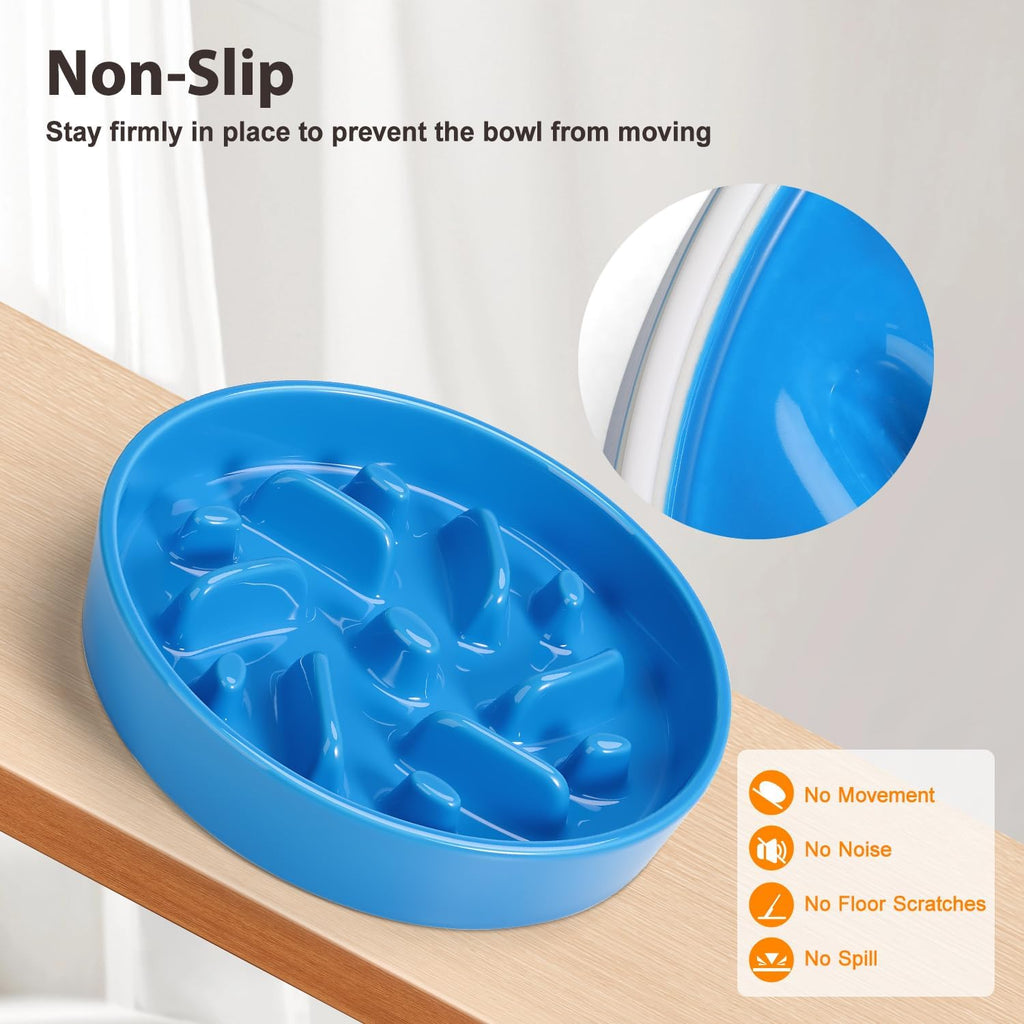 Ceramic Slow Feeder Dog Bowl, 2 Cups Maze Puzzle Dish to Slow Down Eating