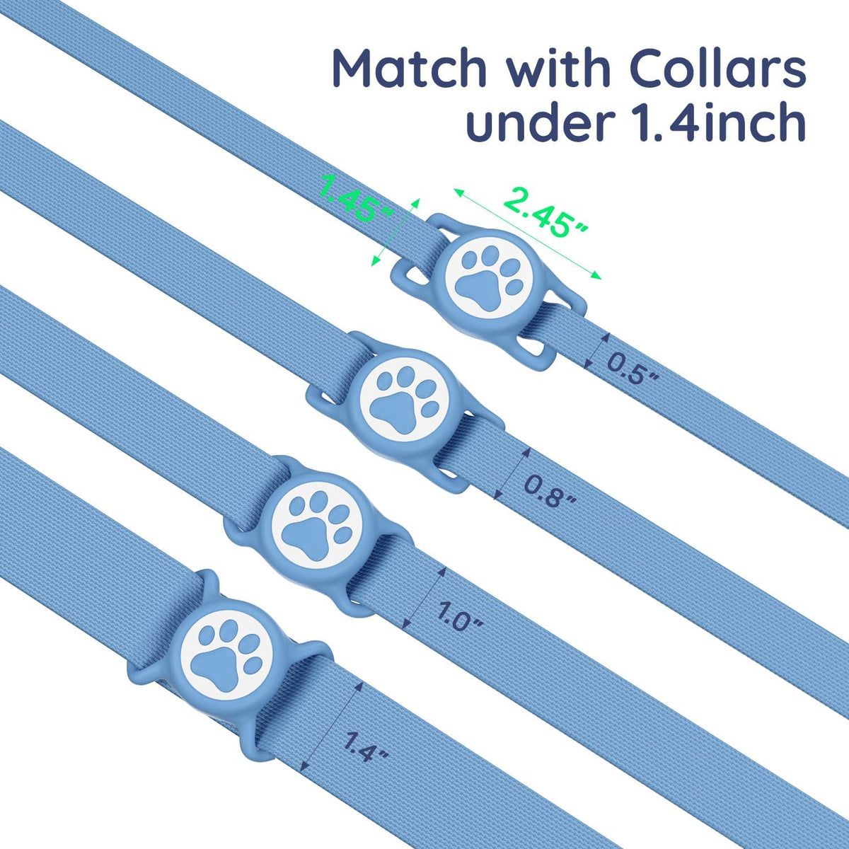 IP68 Waterproof Dog AirTag Holder for Dog Collar, Soft, Stretchy Silicone