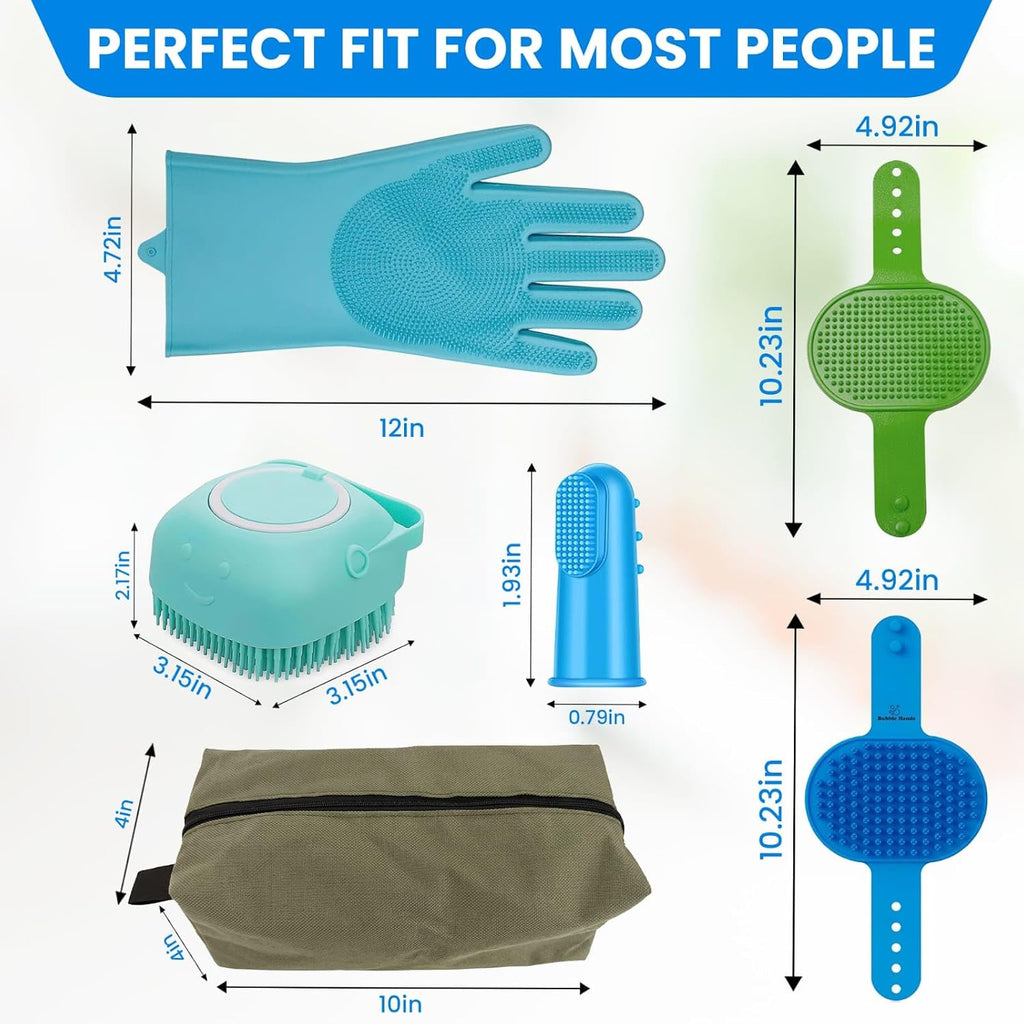 9Pcs Dog Grooming & Washing Brush Kit with Storage Bag for Pet