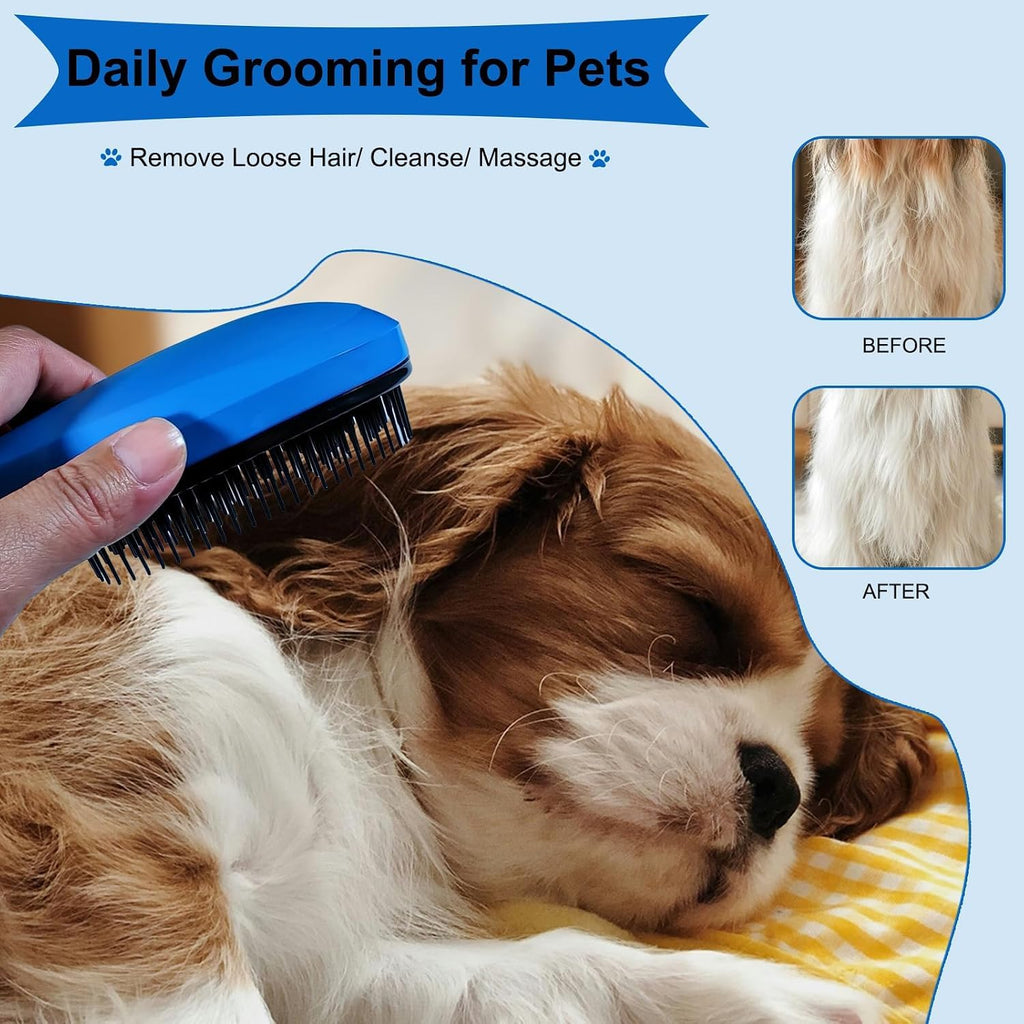 4 PCS Puppy Brush Grooming Kit, Dog Brush for Long Haired Dogs, Blue