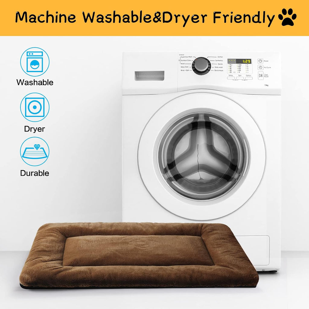 Dog Crate Pad Washable Dog Bed for Crate Small Cozy Mat 22-Inch Brown