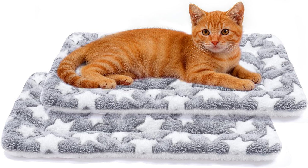 Mora Pets Cat Bed Ultra Soft Dog Crate Pad Star Print 2 Pack 18 inch Grey