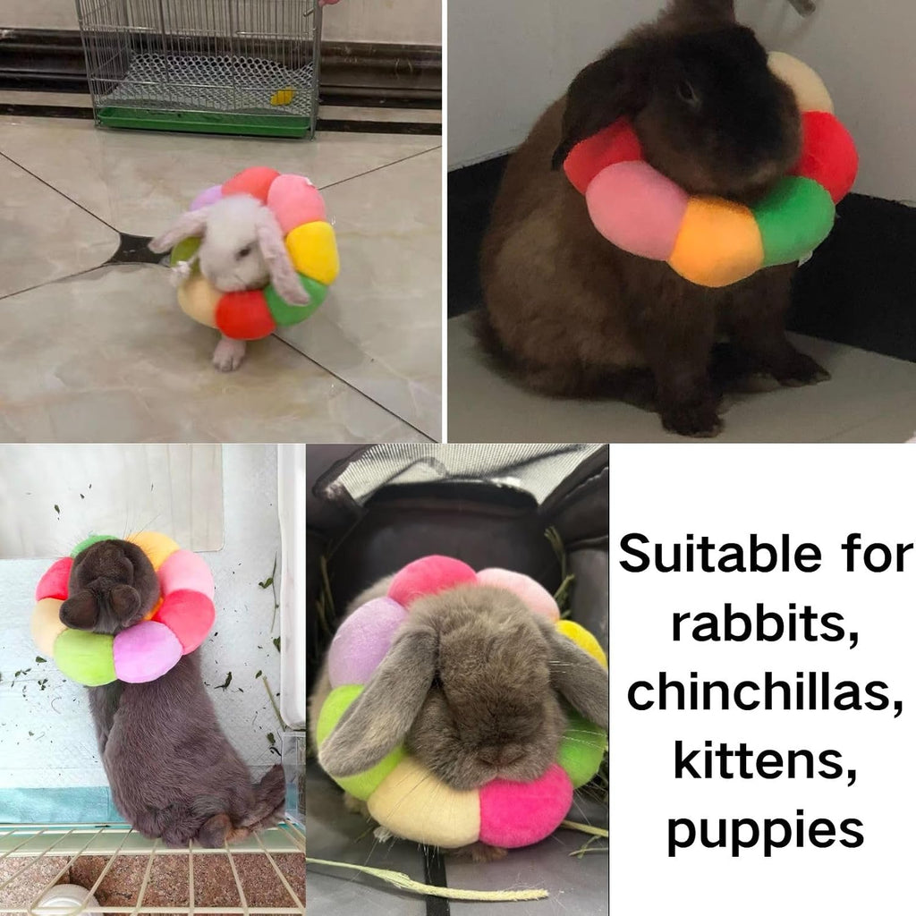 Rabbit Protection Cone Collar,Adjustable Soft Pet Recovery Collar for Rabbit/Chinchilla/Guinea Pigs/Kitten After Surgery Wound Healing,Elizabeth Neck Recovery E-Collar for Small Animals (XS)