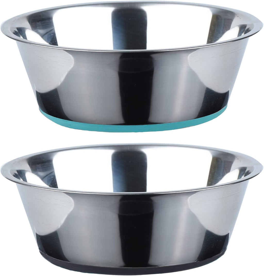 Deep Stainless Steel Anti-Slip Dog Bowls - 2-Pack, 8 Cups 