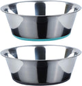 Deep Stainless Steel Anti-Slip Dog Bowls - 2-Pack, 8 Cups 