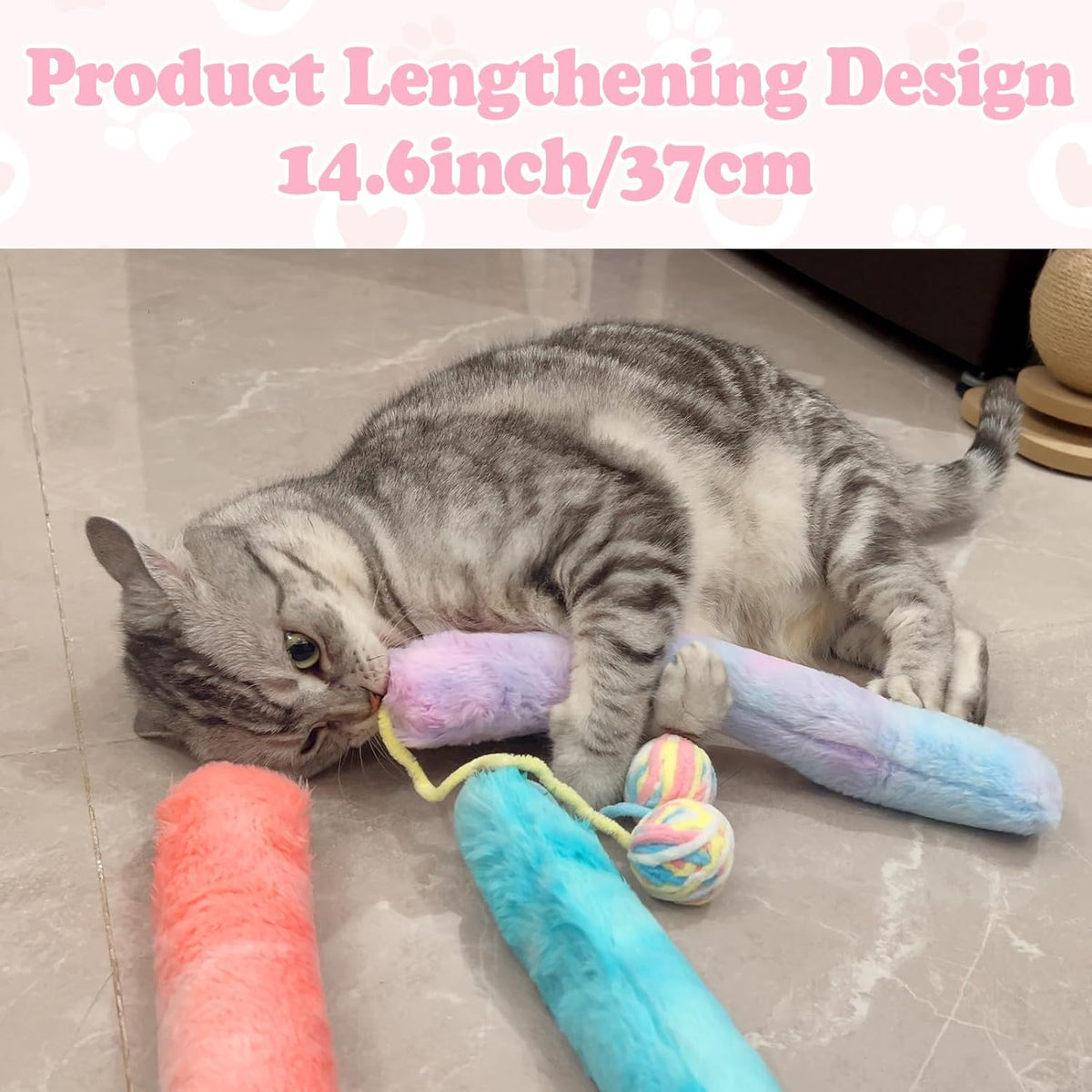 14.6in Cat Kicker Toy Extra Large 3pcs, Catnip Toys with Bell