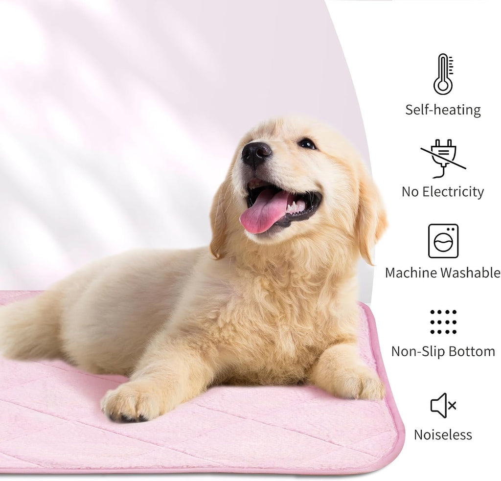 NWK Self Warming Thermal Pet Mat for Dogs and Cats (Blush Pink, Small)
