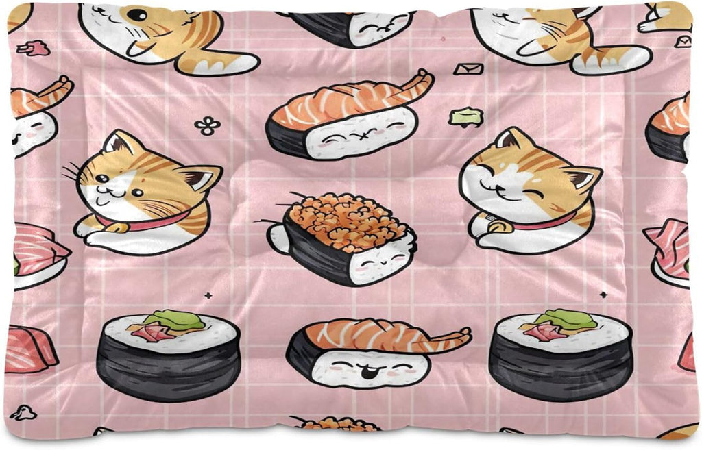 Blueangle Sushi Kawaii Pattern Dog Bed Cat Bed, Rectangle Comfortable Pet Bed, Ultra Soft Calming Dog Bed for Small Medium Large Dogs, 36" x 24"