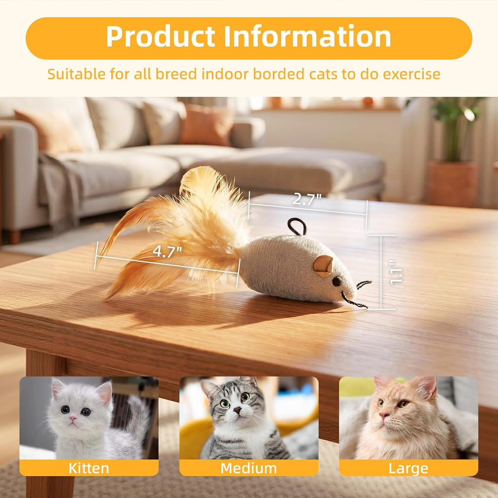 Tocirelo Hanging Cat Mouse Toy, Interactive Motion Activated Squeaky Mice