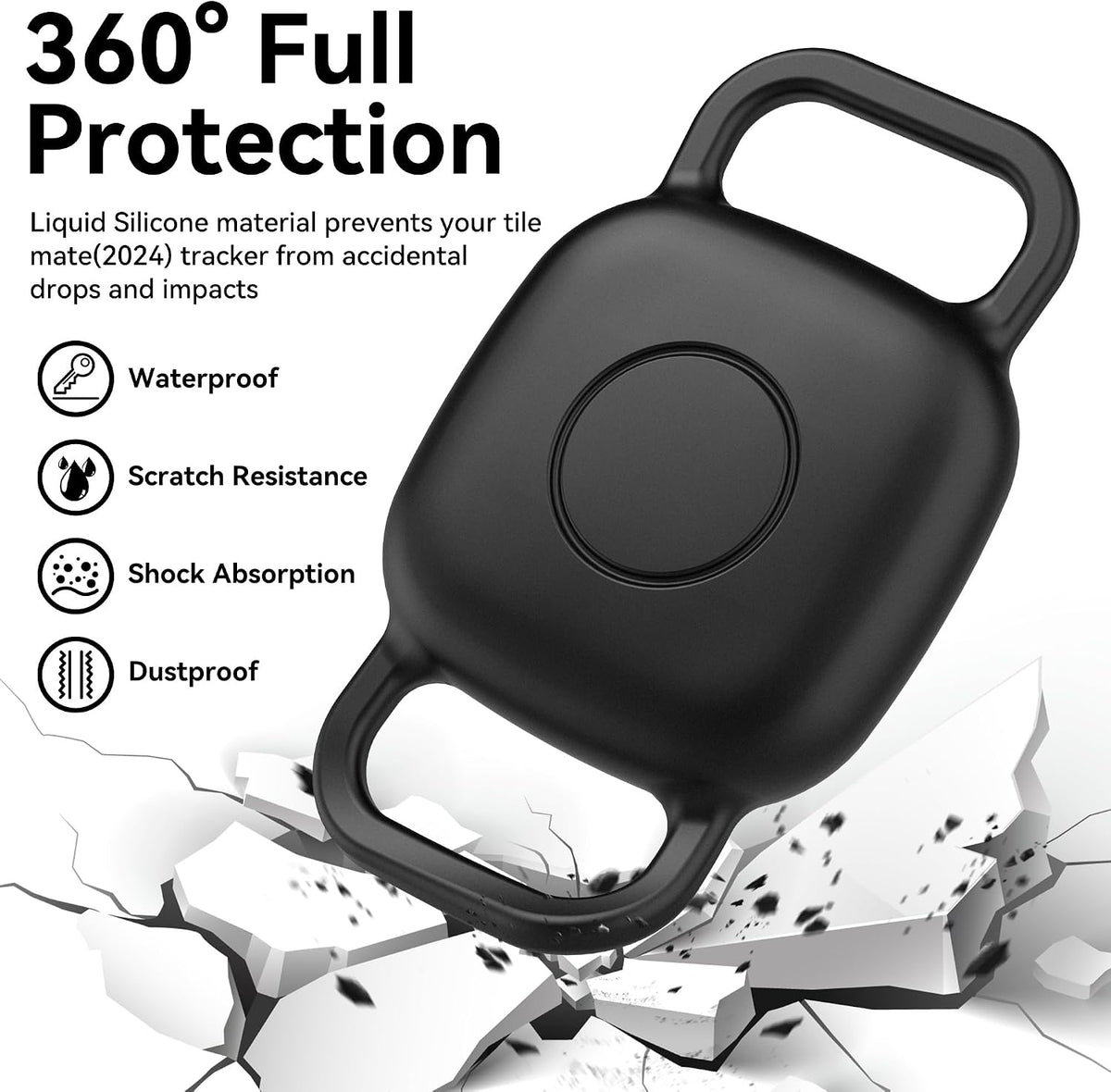 DDJ Waterproof Dog Collar Holder for Life360 Tile Mate Tracker, 4-Pack Durable Silicone Cover, Anti Lost for Life 360 Tile Tracker Case for Cat & pet Collars (Black, Navy Blue, Pink,White)