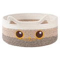 Small Round Dog Toy Basket,Cotton Rope Storage Basket for Living Room,Brown