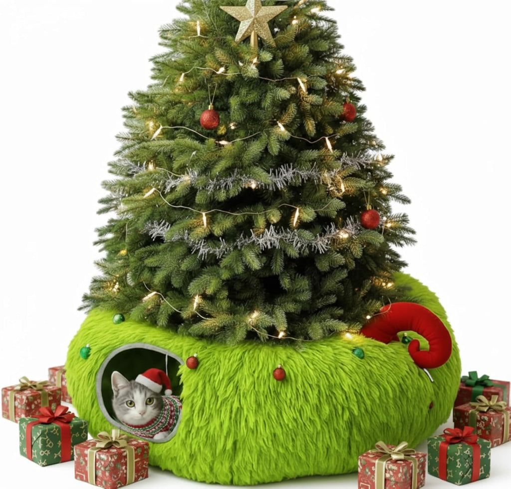 Frienda Christmas Cat Tunnel Bed Under Christmas Tree 3ft x 3ft x 9.4in