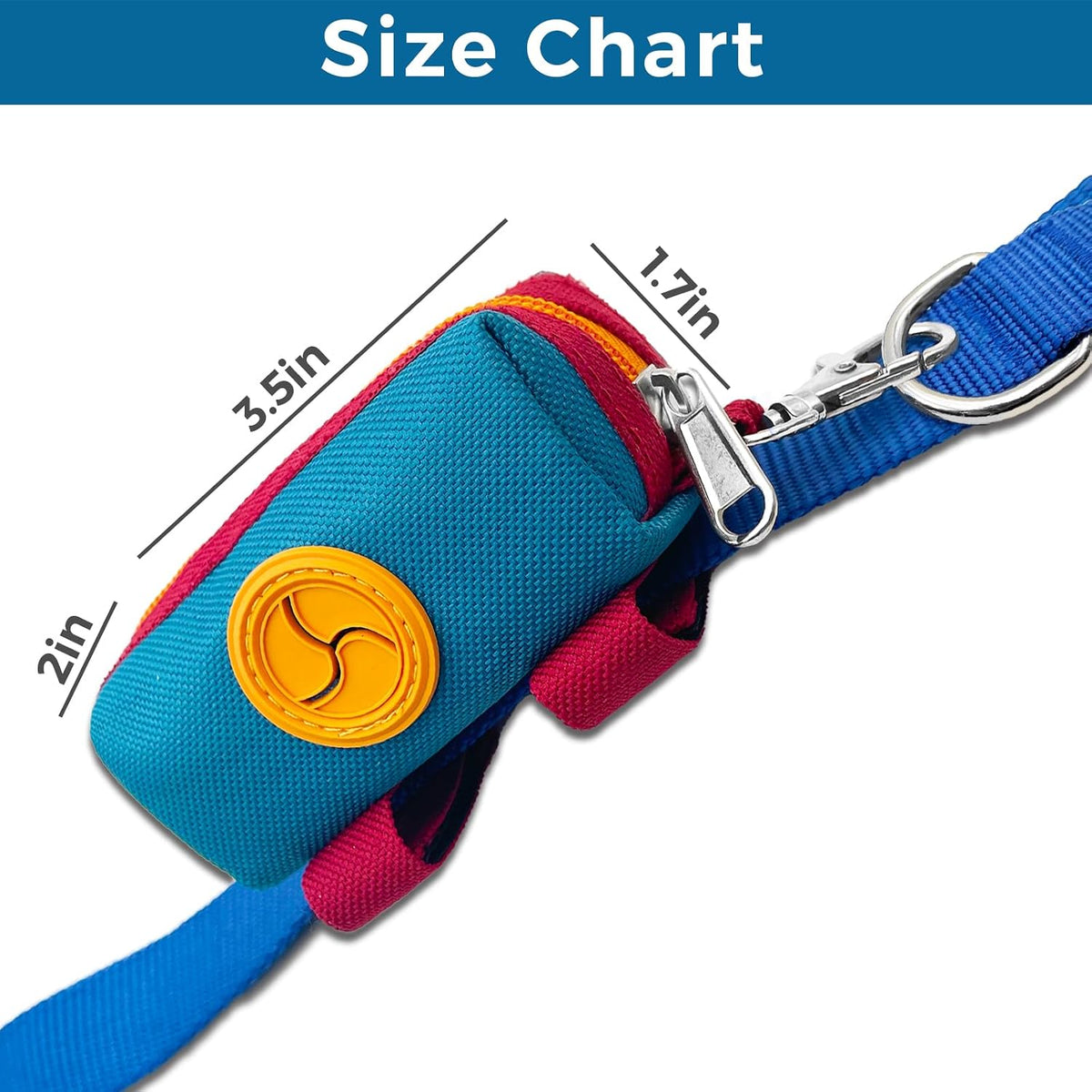 Dog Poop Bag Holder Zippered Pouch, Portable Dog Poop Bag Dispenser with 1 Metal Clip, Fashion Color Matching Canvas Waste Bag Holder for Leashes - Blue & Brown
