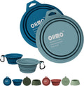 OHMO Collapsible Dog Bowls for Pet Travel, 12oz, 2pcs, Dark&Light Blue | Portable Water Bowl, Cat-Friendly, BPA-Free Silicone, Foldable Storage, Lightweight Carry, Hiking&Camping Gear, Easy-Clean