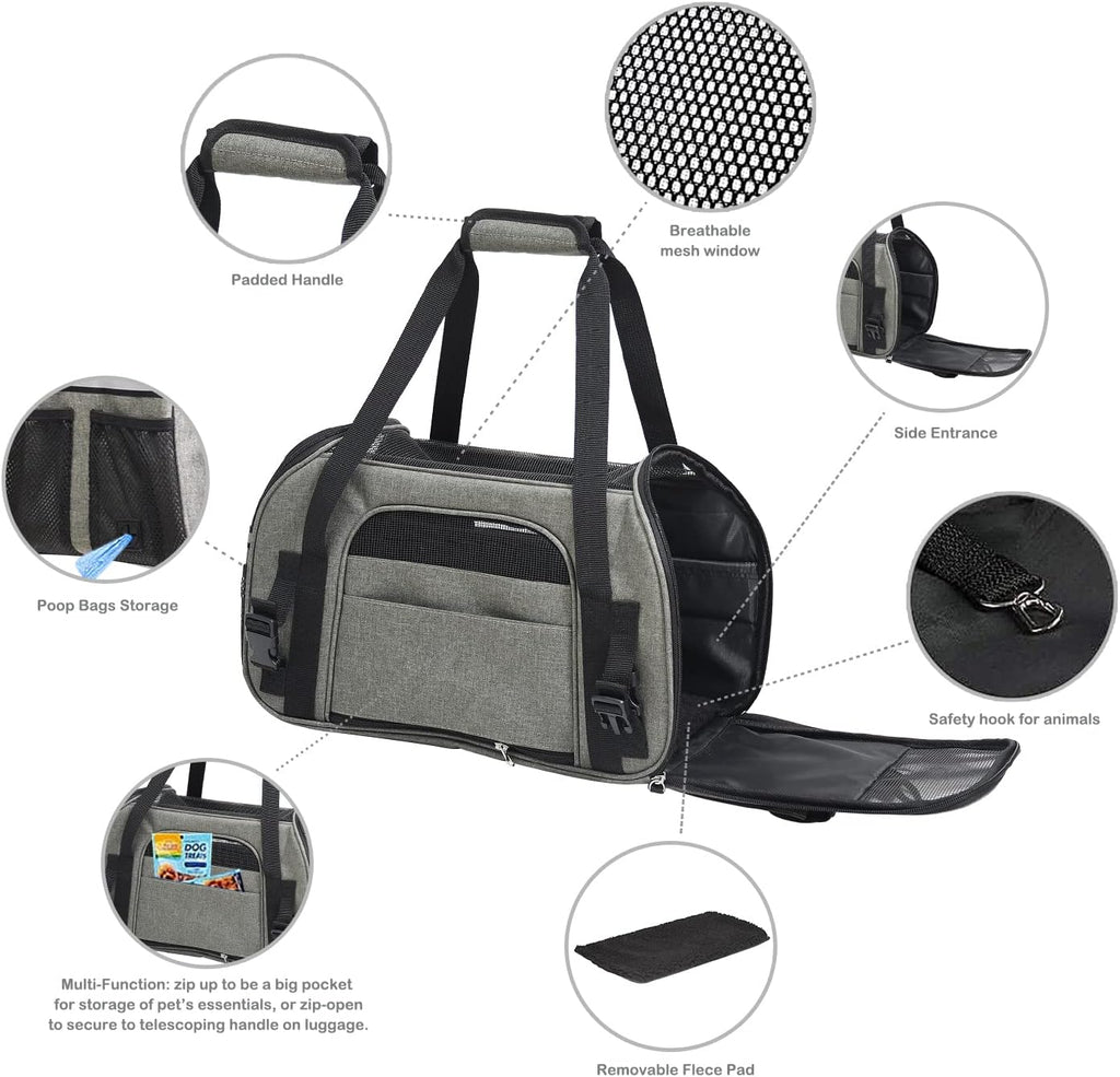 JESPET Soft-Sided Airline-Approved Dog & Cat Carrier Travel Bag