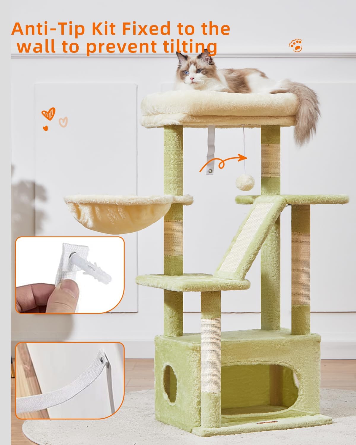 Taoqimiao Cat Tree, 38.5In Cat Tower for Indoor Cats, Suitable for Kittens