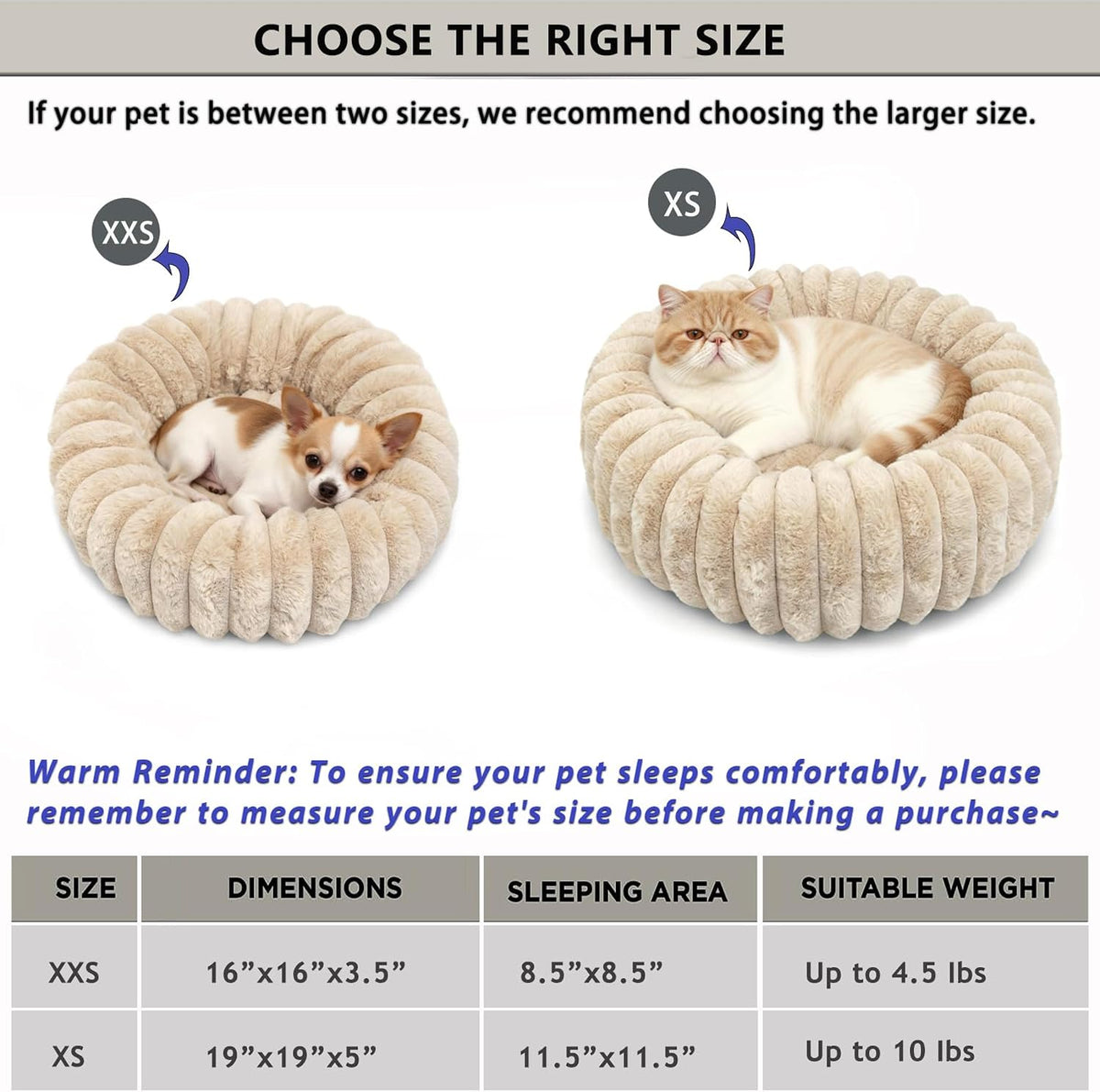 Mini Dog Bed for Very Small Dogs & Cats Washable, Fluffy Round Extra Small Kitten Beds for Indoor Kittens, Ultra-Soft Tiny Puppy Cat Donut Bed for Cozy Sleep, Beige, 16 x 16 x 3.5 Inch