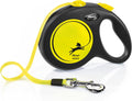 Flexi Neon Retractable Dog Leash (Tape) , 16 ft, Large, Black/Neon
