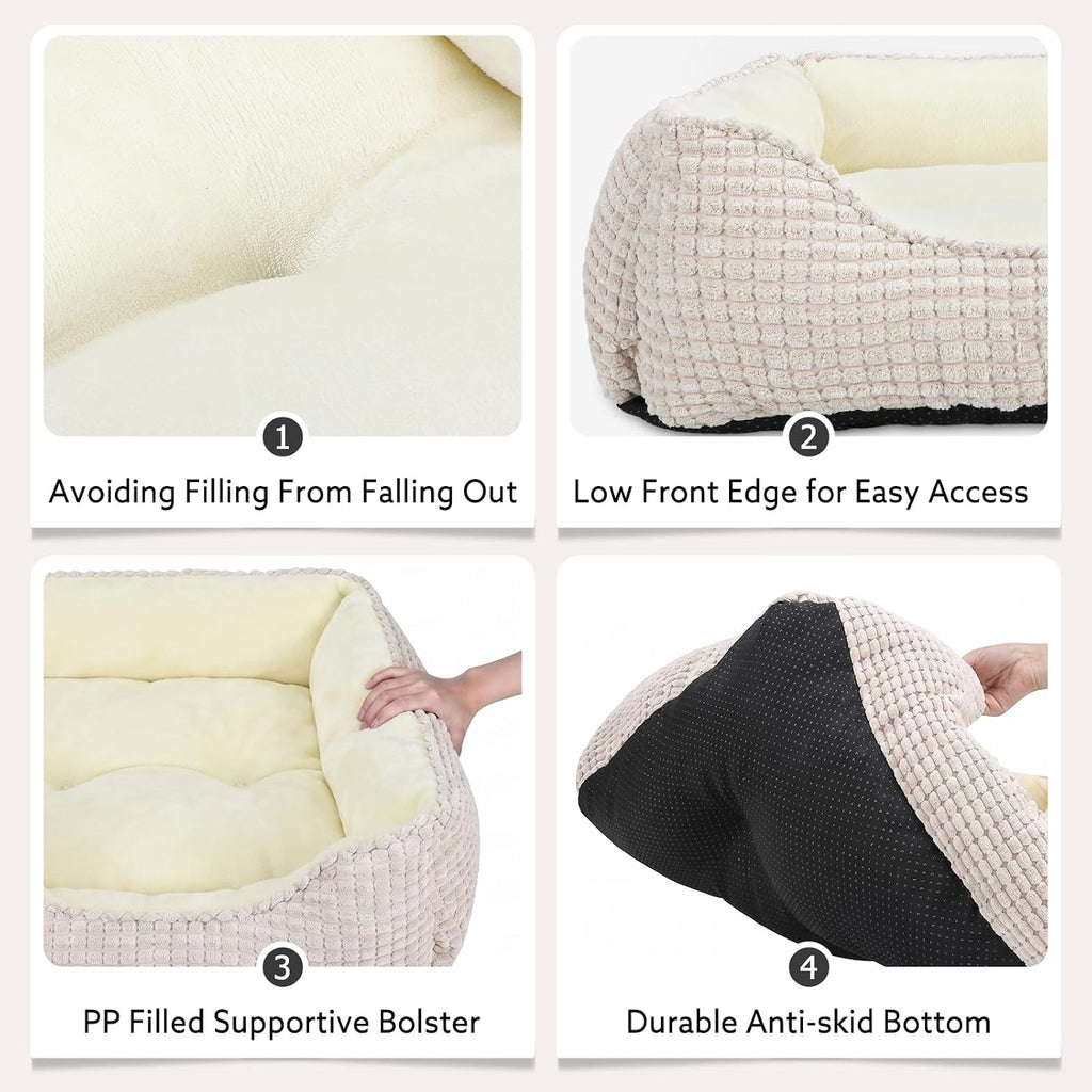 MIXJOY X-Large Dog Bed for Large, Medium, Small Dogs - Rectangle, Washable, Orthopedic, Soft Calming Sleeping Puppy Bed - Durable Pet Cuddler with Anti-Slip Bottom - XL (35"x25"x9")