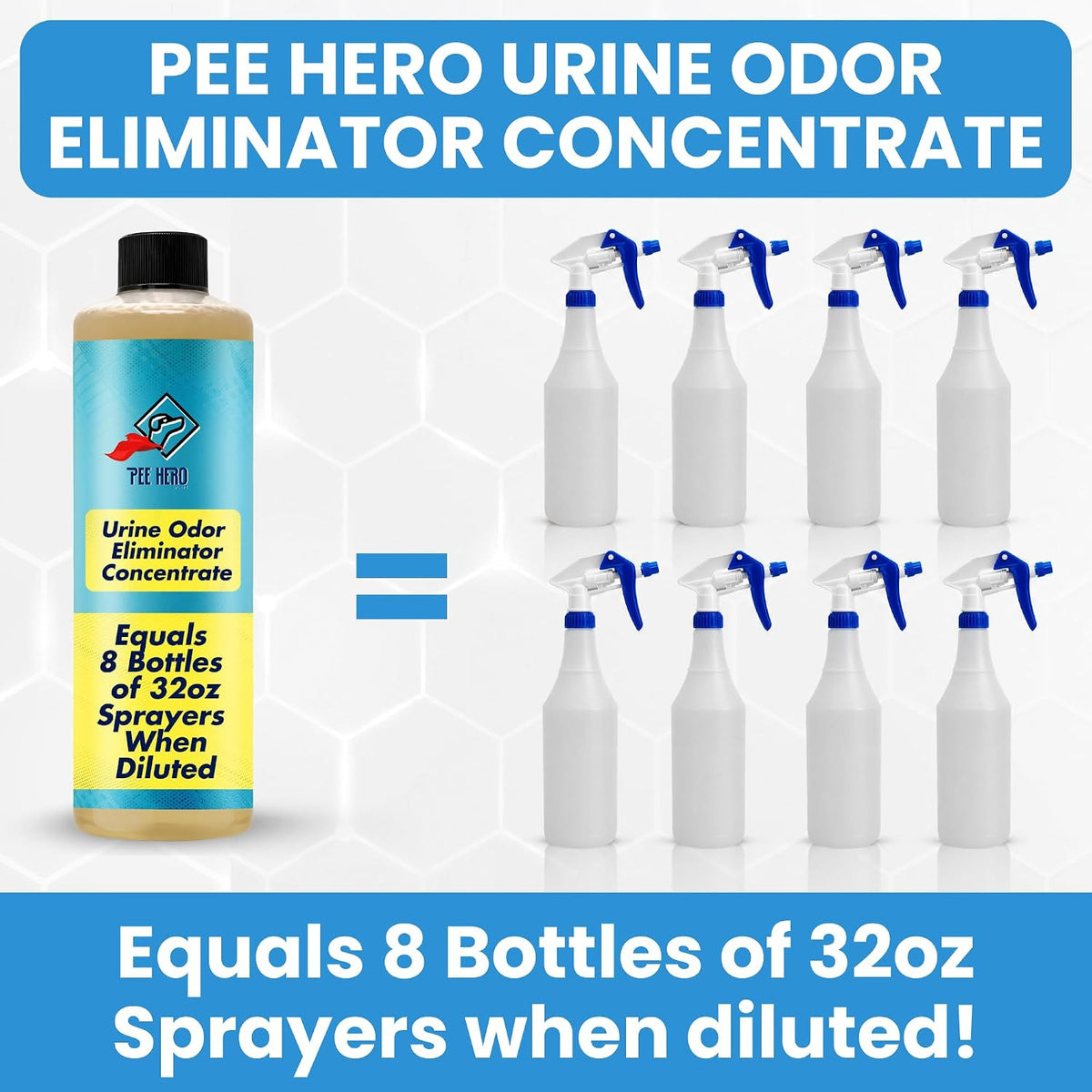 Pee Hero Outdoor Pet Urine Odor Eliminator 32 oz Concentrate, Makes 8 Bottles, 32 oz Each