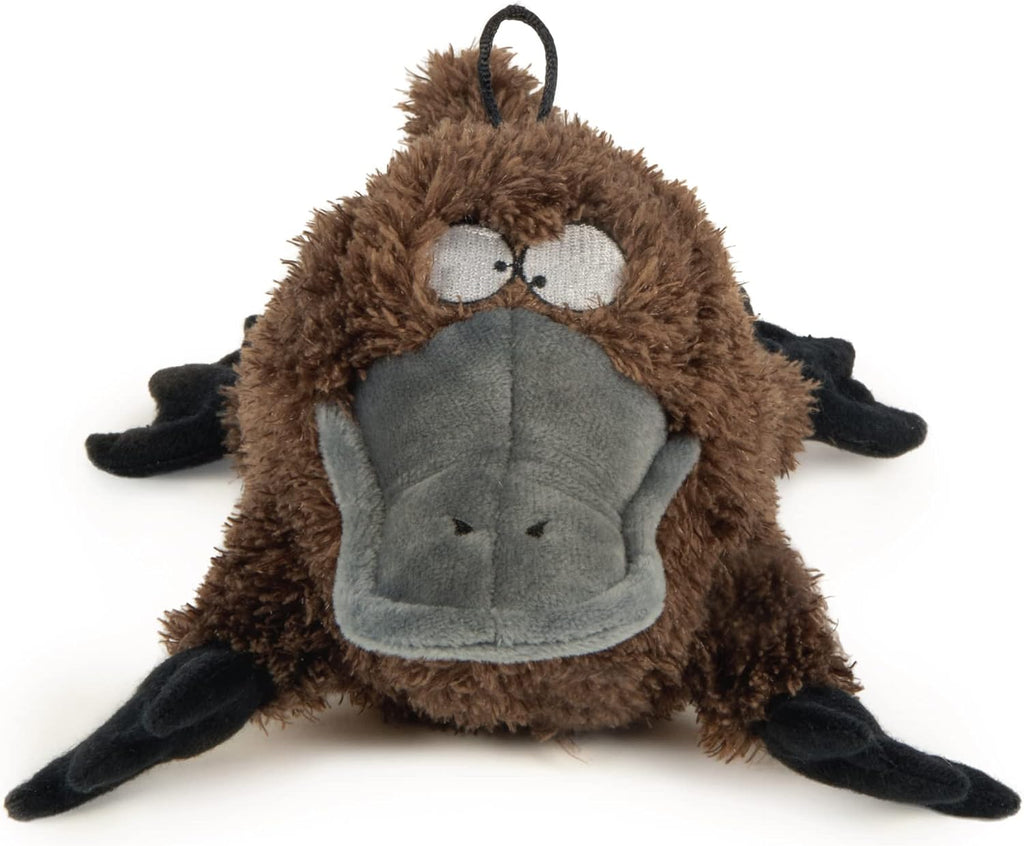TrustyPup Strong 'N Silent Platypus Silent Squeak Plush Dog Toy, Chew Guard Technology - Brown, Large