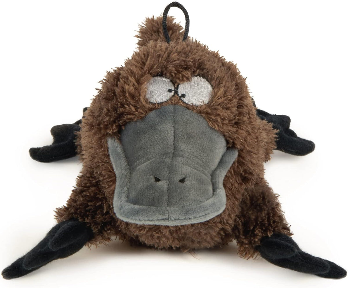 TrustyPup Strong 'N Silent Platypus Silent Squeak Plush Dog Toy, Chew Guard Technology - Brown, Large
