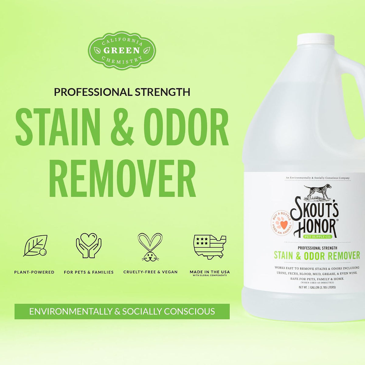 SKOUT'S HONOR Pet Stain and Odor Remover One Gallon Refill, 128 oz