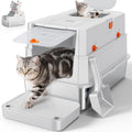 FURTIME Stainless Steel Litter Box with Lid, Enclosed Metal Cat Litter Box | XL Extra Large, Cat Box with High Sided Enclosure & Scoop, Big Cats, Front & Top Entry, Odor Free, Anti-Leakage, Silver