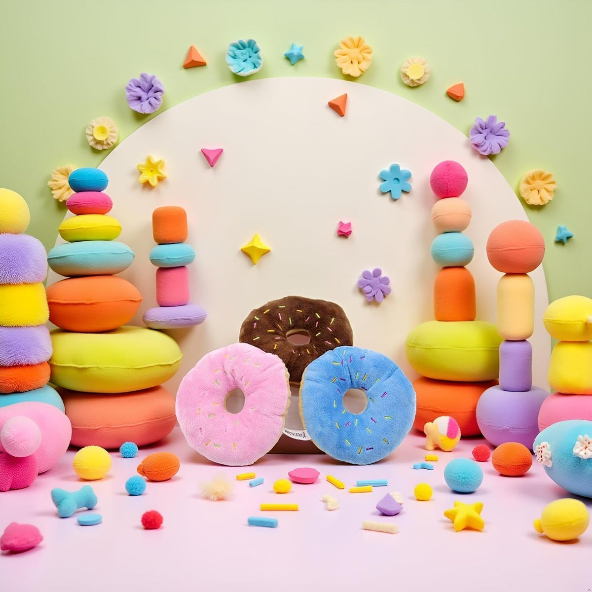 3Pcs Colorful Pet Toy Donut-Shape Squeaky Squeaker Puppy Dog Pet Cat Kitten Sound Chews Toy Random Color Sturdy and Practical Simple and Sophisticated Design，Toys，Dog Squeak Toys